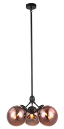 LÁMPARA DE TECHO COLGANTE DECORATIVA MODERNA 3XE27-40W (NO INCLUIDO) 110-240V  PANTALLA TRANSPARENTE COBRE.