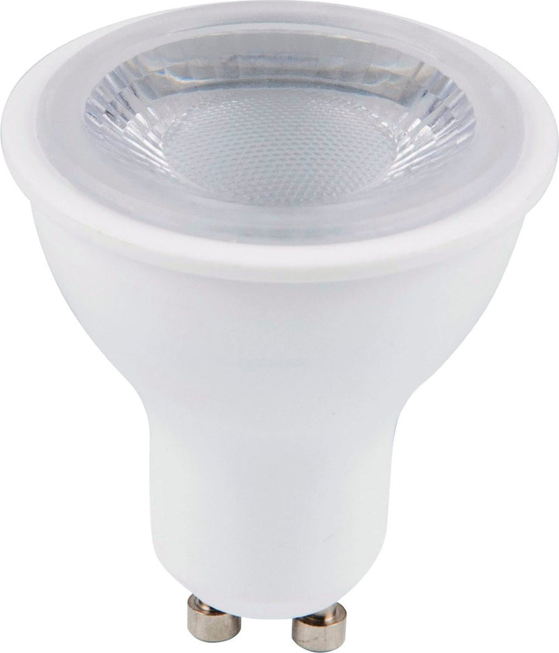 FOCO LED GU10 DIMEABLE 5W, 400LM, 6000K, 10VAC 2835SMD 38º CRI80 PF .50, MARCA MEGA LITE.