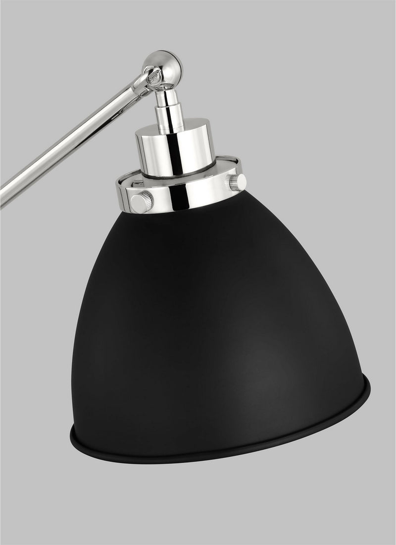 One Light Desk Lamp<br /><span style="color:#4AB0CE;">Entrega: 4-10 dias en USA</span><br /><span style="color:#4AB0CE;font-size:60%;">PREGUNTE POR ENTREGA EN PANAMA</span><br />Collection: Wellfleet<br />Finish: Midnight Black and Polished Nickel