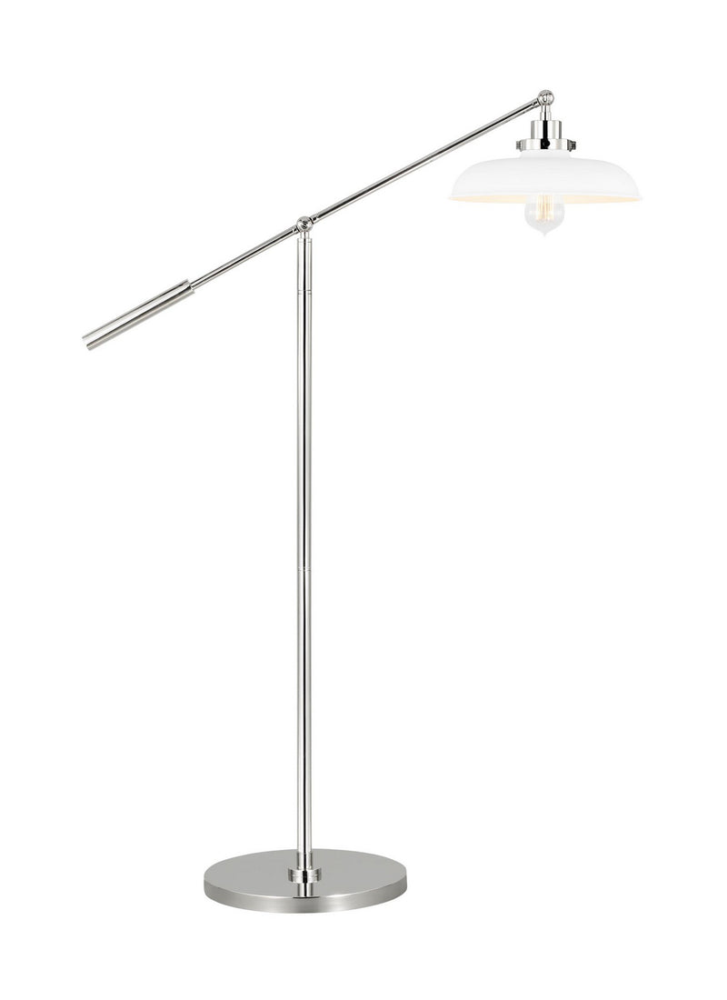 One Light Floor Lamp<br /><span style="color:#4AB0CE;">Entrega: 4-10 dias en USA</span><br /><span style="color:#4AB0CE;font-size:60%;">PREGUNTE POR ENTREGA EN PANAMA</span><br />Collection: Wellfleet<br />Finish: Matte White and Polished Nickel