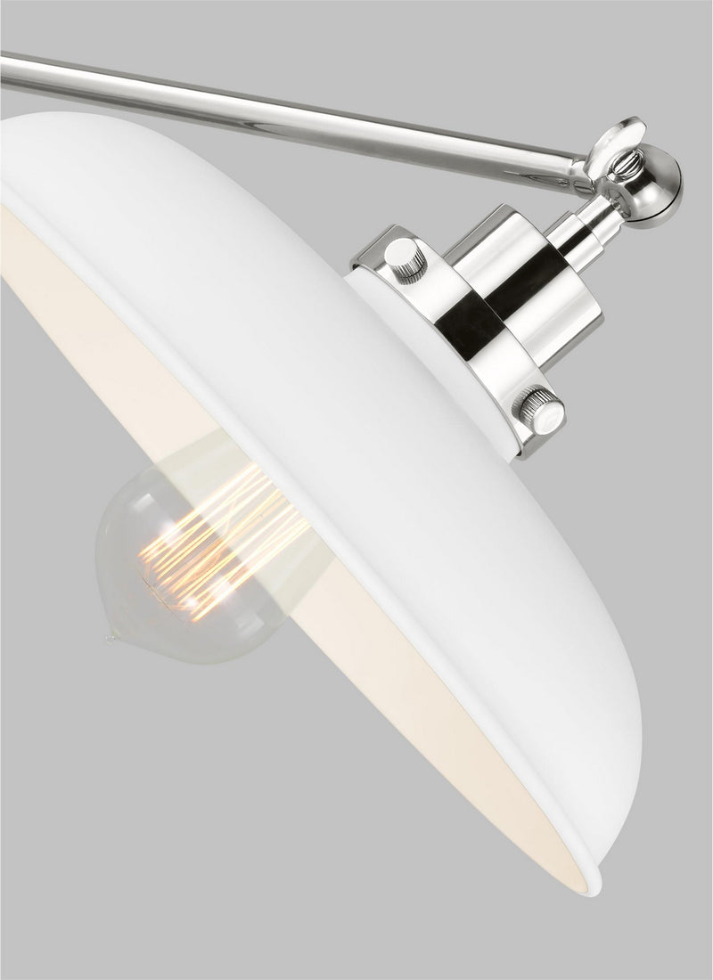 One Light Floor Lamp<br /><span style="color:#4AB0CE;">Entrega: 4-10 dias en USA</span><br /><span style="color:#4AB0CE;font-size:60%;">PREGUNTE POR ENTREGA EN PANAMA</span><br />Collection: Wellfleet<br />Finish: Matte White and Polished Nickel