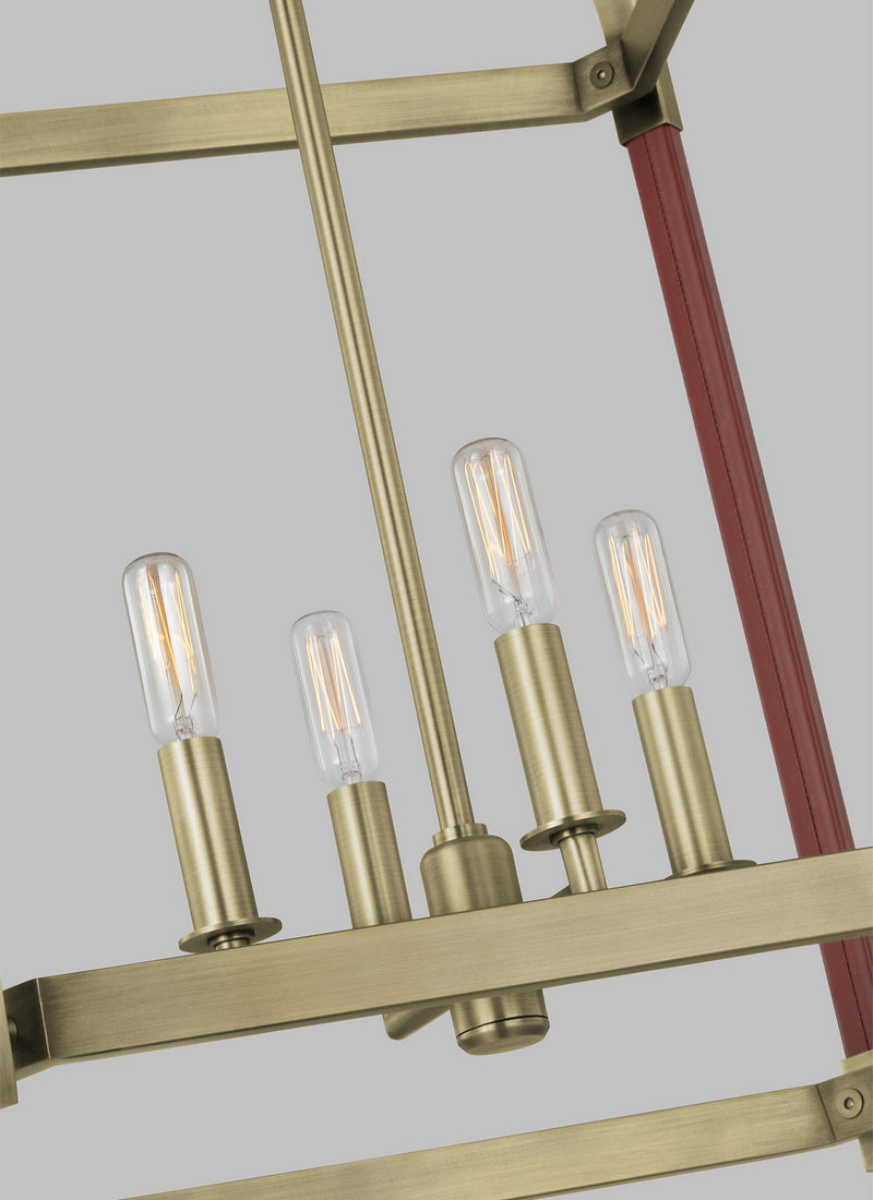 Four Light Lantern<br /><span style="color:#4AB0CE;">Entrega: 4-10 dias en USA</span><br /><span style="color:#4AB0CE;font-size:60%;">PREGUNTE POR ENTREGA EN PANAMA</span><br />Collection: Hadley<br />Finish: Time Worn Brass